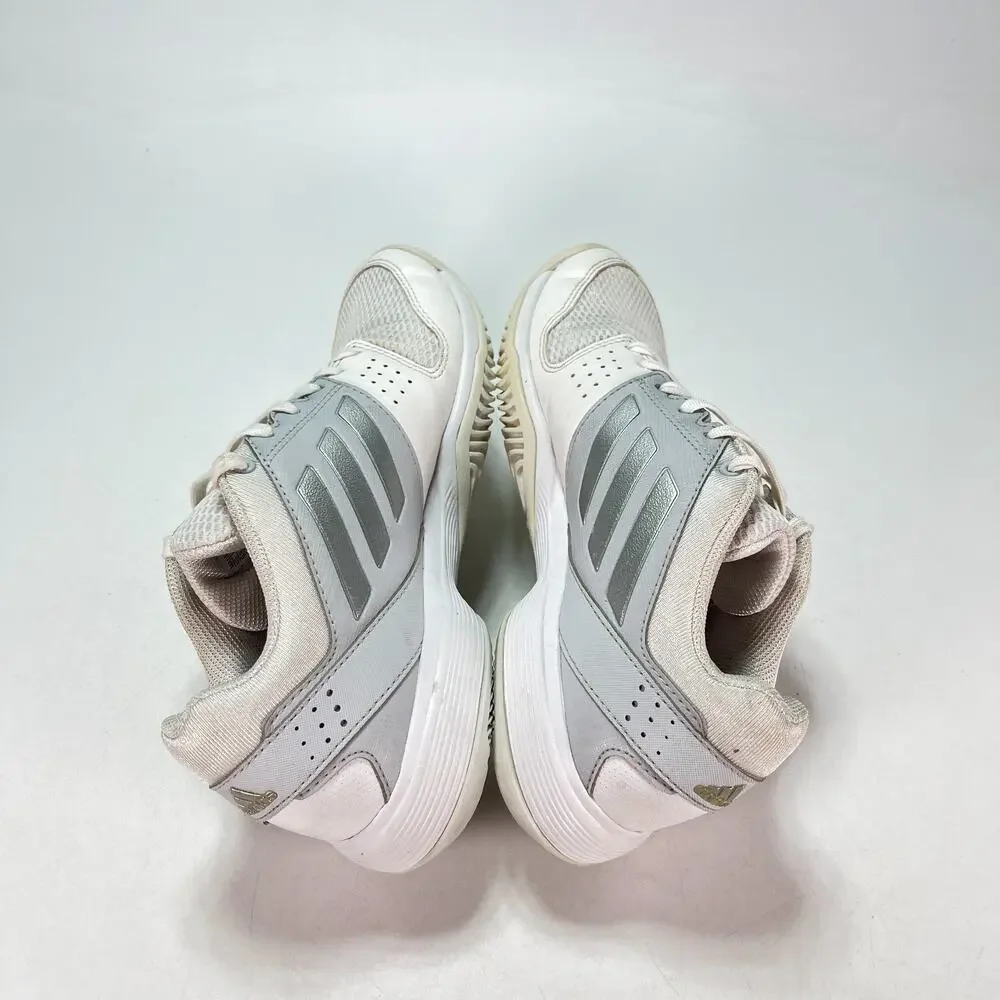 adidas Barricade Court 3 White Metallic Silver Tennis Shoes BB4828 Womens Sz 6.5